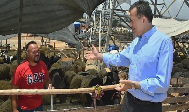 Başkan Abdullah Özyiğit, kurban satış alanını inceledi