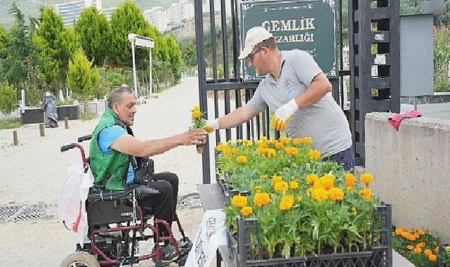 Mezarlıklarda çiçekler Gemlik Belediyesi’nden