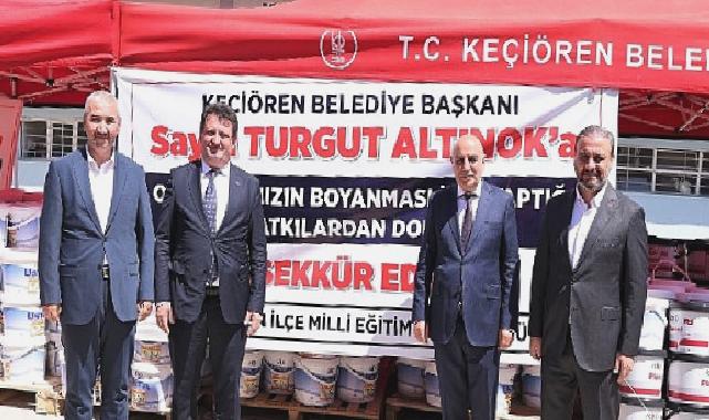 Okulların tadilatı için boyalar Keçiören Belediyesi’nden