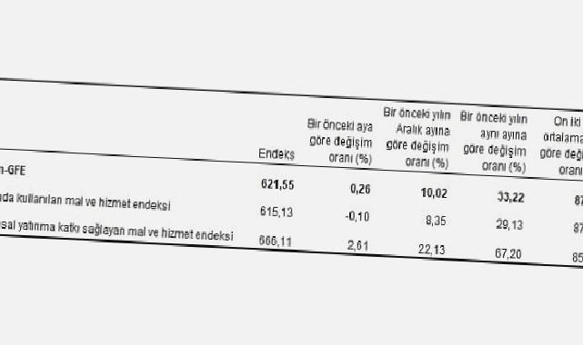 Tarımsal girdi fiyat endeksi (Tarım-GFE) yıllık yüzde 33,22, aylık yüzde 0,26 arttı