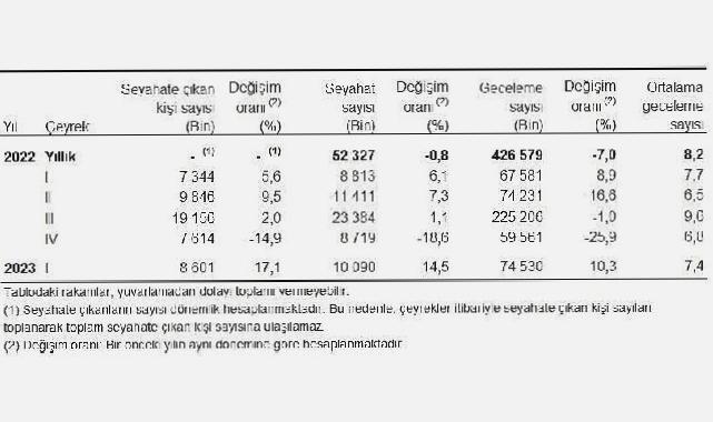 Yurt içinde ikamet eden 8 milyon 601 bin kişi seyahate çıktı